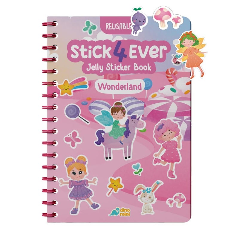 DINO MINI Stick4Ever Jelly Sticker Book - for Kids - Waterproof  Easy to Clean Jelly Stickers for Kids - Reusable Sticker Book for Toddlers with 50 Pc of Jelly Stickers - Stocking Stuffers for Kids (Wonderland) - Image 1